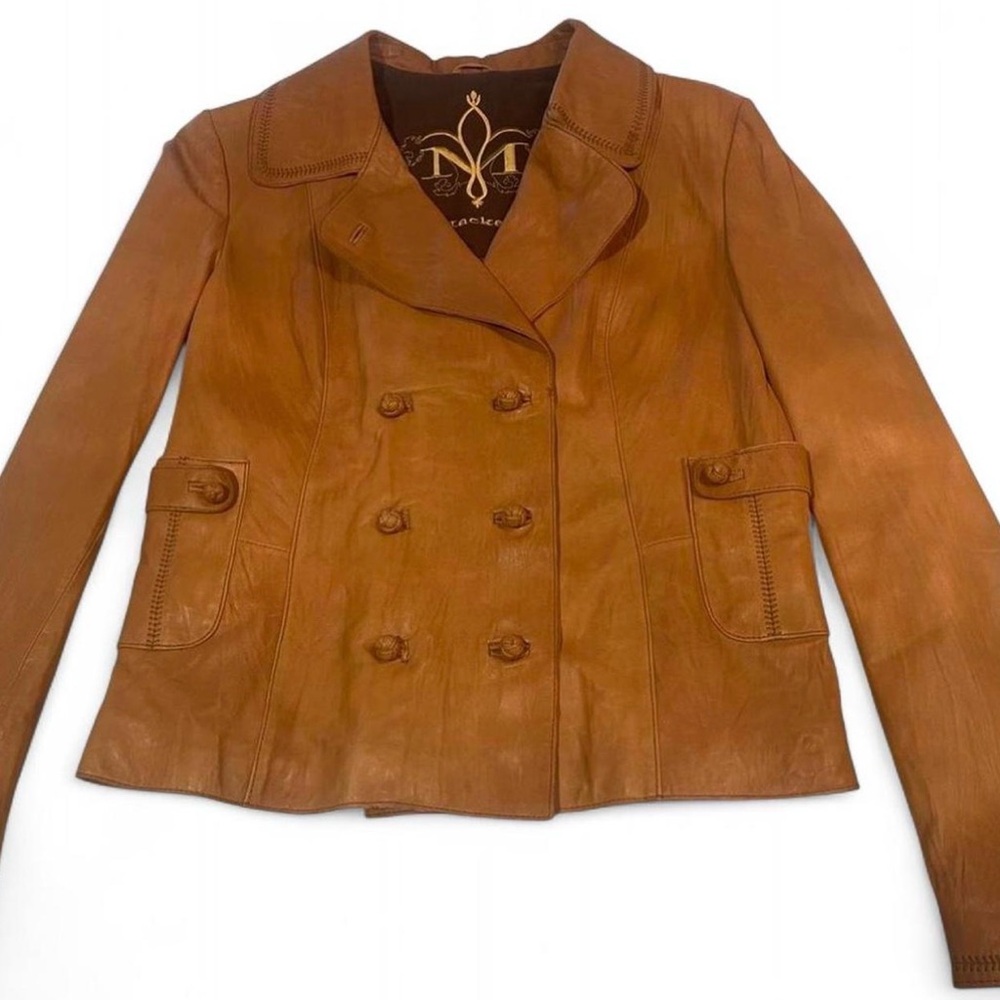 Mackage Double-Breasted Brown Leather Jacket